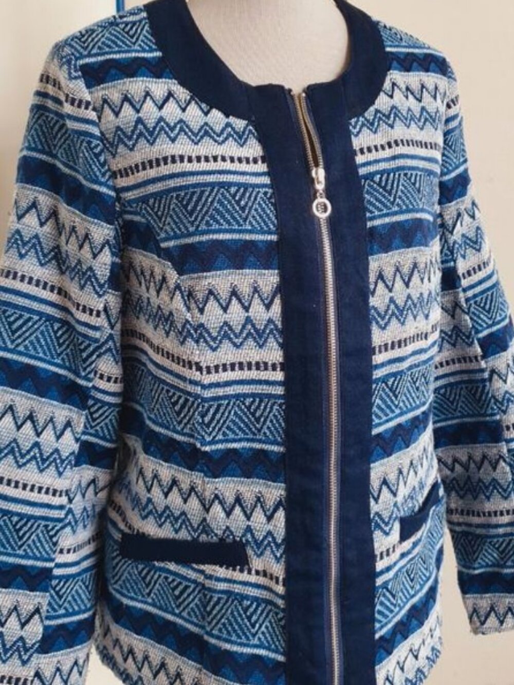 Le Grenier Ethnic Patterned Zip Up Jacket - Canadian Brand